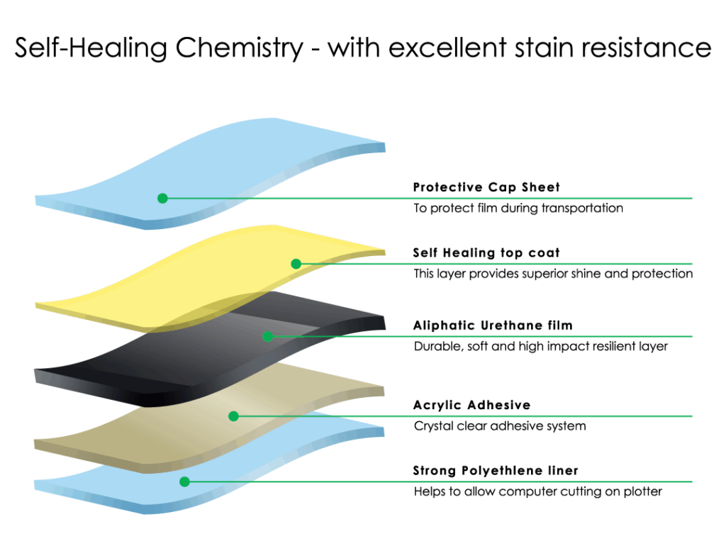 Infographic: Multi-Layer Structure of Self-Healing Paint Protection Film (TPU)